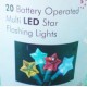 BATTERY OPERATED SET OF 20 MULTI COLOUR FLASHING STARLED 